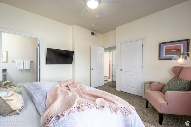 bedroom with carpet floors and ceiling fan