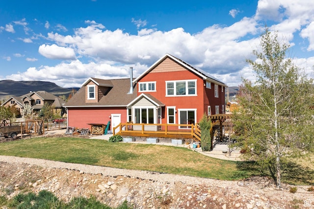 1920 S Wall St, Heber City, UT 84032 - back of property featuring a deck with mountain view and a shingled roof