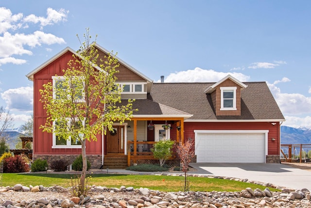 1920 S Wall St, Heber City, UT 84032 - craftsman-style house with a porch, stone siding, board and batten siding, and concrete driveway