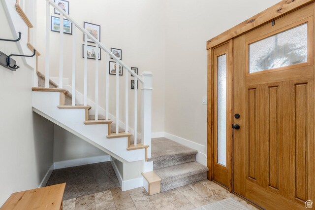 1920 S Wall St, Heber City, UT 84032 - foyer with stairway and baseboards