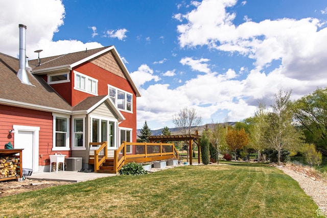 1920 S Wall St, Heber City, UT 84032 - view of green lawn featuring central AC, a deck, and a patio