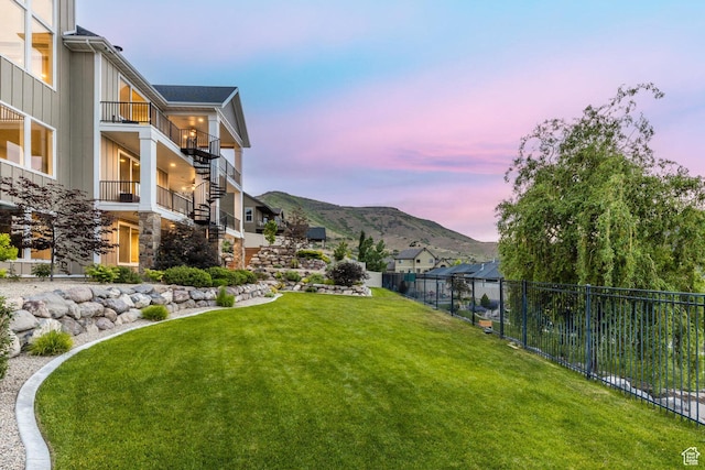 5314 W Rolling Brook Dr, Herriman, UT 84096 - yard at dusk with stairs and a mountain view