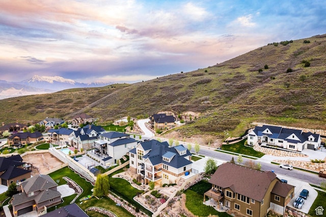 5314 W Rolling Brook Dr, Herriman, UT 84096 - aerial view at dusk of a residential view and a mountain view