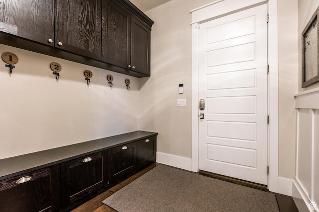 5314 W Rolling Brook Dr, Herriman, UT 84096 - mudroom with baseboards and dark wood-style flooring