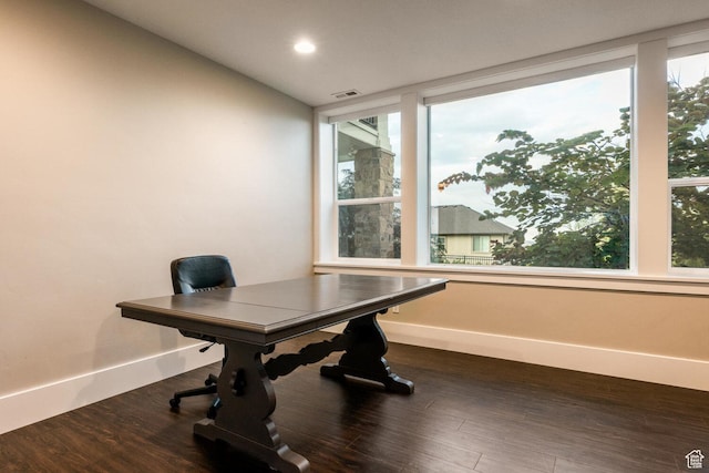 5314 W Rolling Brook Dr, Herriman, UT 84096 - office area with wood finished floors, baseboards, and recessed lighting