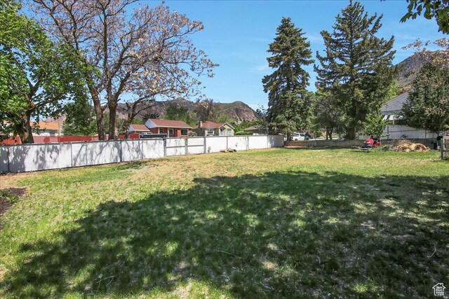 view of yard with a mountain view