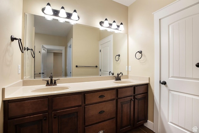 bathroom with double vanity
