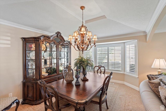 10543 S 2330 W, South Jordan, UT 84095 - dining area with a chandelier, light carpet, crown molding, and baseboards