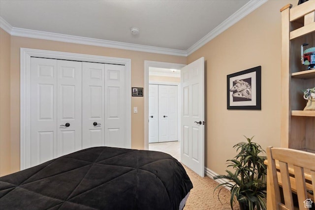 10543 S 2330 W, South Jordan, UT 84095 - bedroom with ornamental molding, baseboards, light carpet, and a closet