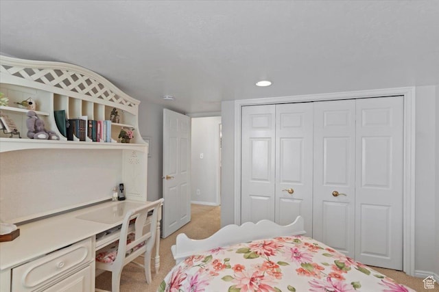10543 S 2330 W, South Jordan, UT 84095 - bedroom featuring a closet, light carpet, and recessed lighting