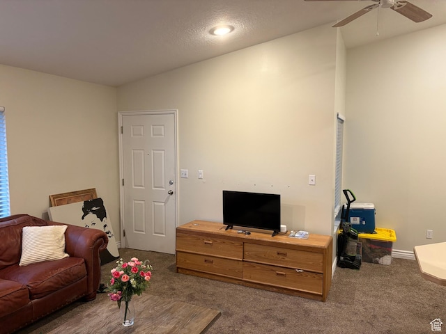1559 N Riverside Ave Unit 9, Provo, UT 84604 - living area featuring carpet floors, a ceiling fan, and baseboards