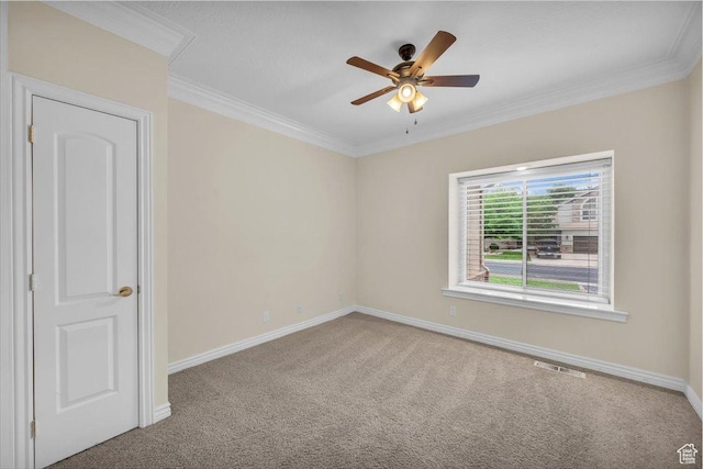 1659 S Cobblestone Ln, St George, UT 84790 - unfurnished room featuring crown molding, carpet, ceiling fan, and baseboards
