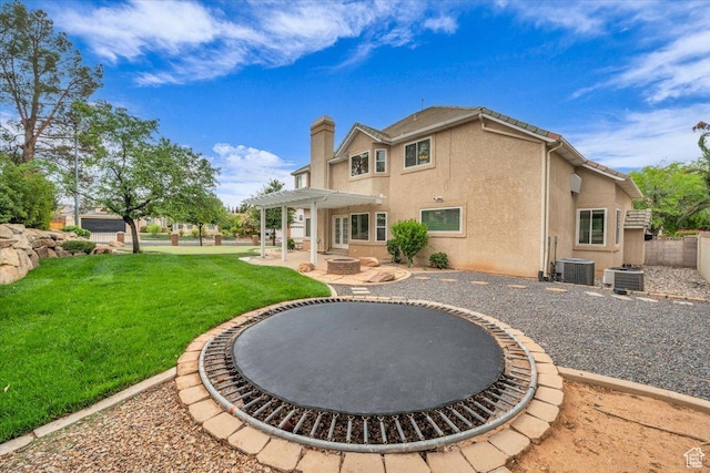 1659 S Cobblestone Ln, St George, UT 84790 - rear view of property with a pergola, a patio area, central air condition unit, and stucco siding