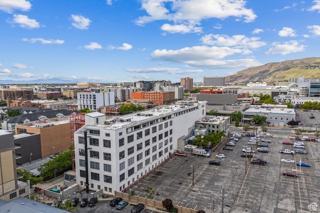view of urban area featuring mountains