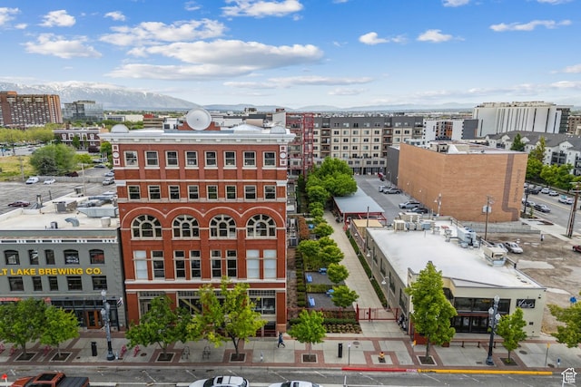view of urban area with a mountain backdrop
