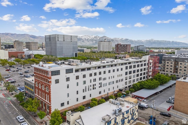 view of urban area with a mountain backdrop