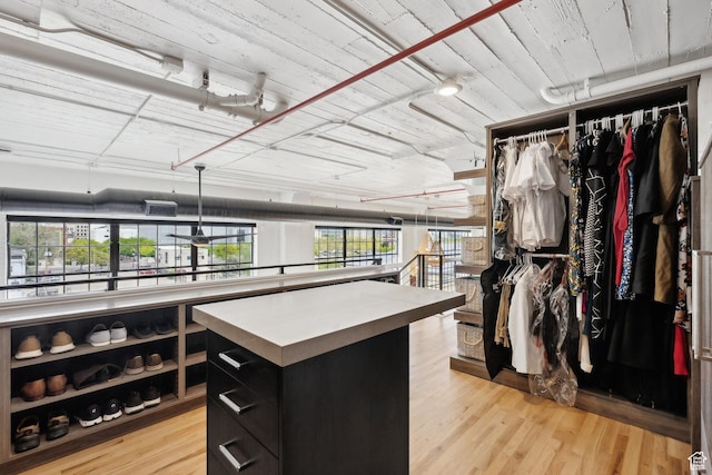 spacious closet with light wood finished floors