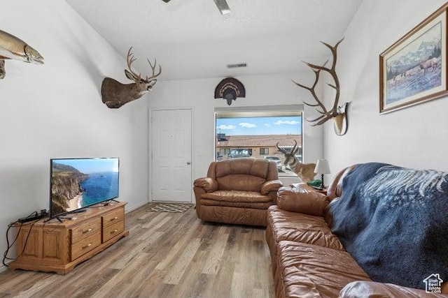 living area with light wood finished floors