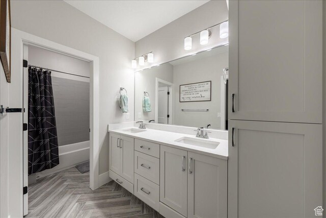 684 S 990 W, Hurricane, UT 84737 - bathroom featuring double vanity and shower / bathtub combination with curtain