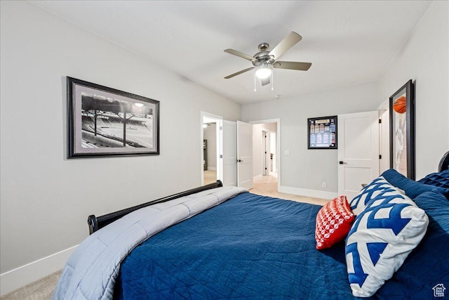 684 S 990 W, Hurricane, UT 84737 - bedroom featuring baseboards, light carpet, and a ceiling fan