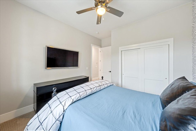684 S 990 W, Hurricane, UT 84737 - carpeted bedroom featuring baseboards, a closet, and ceiling fan