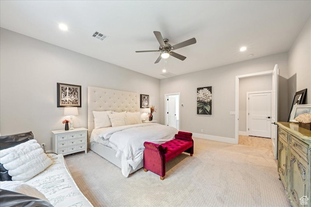 684 S 990 W, Hurricane, UT 84737 - bedroom featuring light colored carpet, recessed lighting, baseboards, and ceiling fan