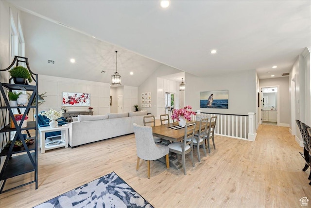 684 S 990 W, Hurricane, UT 84737 - dining space with light wood finished floors, recessed lighting, a chandelier, vaulted ceiling, and baseboards