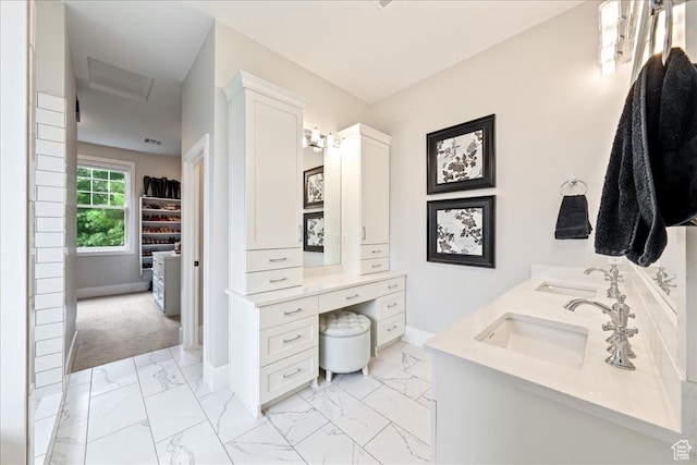 684 S 990 W, Hurricane, UT 84737 - full bathroom with marble look tiles, double vanity, and baseboards