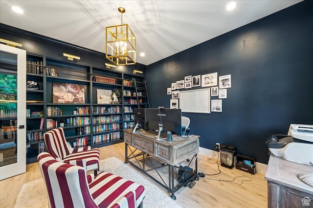 684 S 990 W, Hurricane, UT 84737 - office space featuring a chandelier, wood finished floors, and recessed lighting