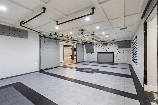 916 Country Ln, Farmington, UT 84025 - garage featuring wallpapered walls, recessed lighting, and baseboards