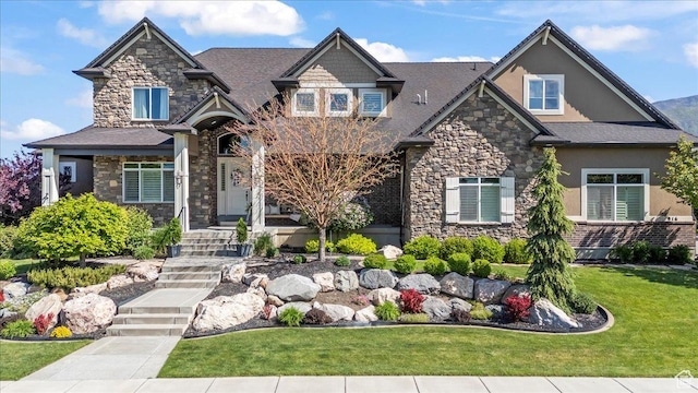 916 Country Ln, Farmington, UT 84025 - craftsman inspired home with stone siding, stucco siding, and a front lawn