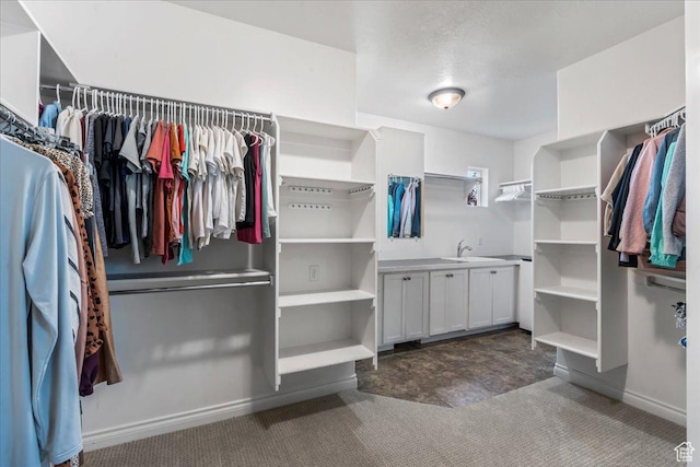 916 Country Ln, Farmington, UT 84025 - walk in closet featuring carpet flooring and a sink