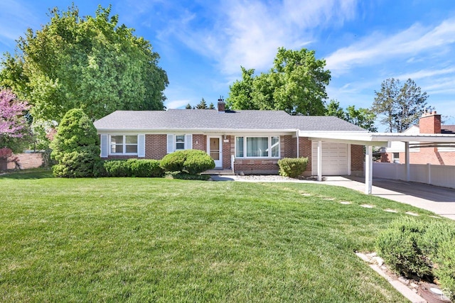 1375 E 3100th St S, Ogden, UT 84403 - single story home featuring a garage, a chimney, brick siding, driveway, and a carport