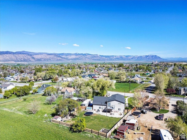 aerial perspective of suburban area featuring mountains