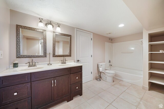 3501 E Loren Von Dr, Millcreek, UT 84124 - full bathroom featuring double vanity, toilet, tile patterned floors, recessed lighting, and baseboards