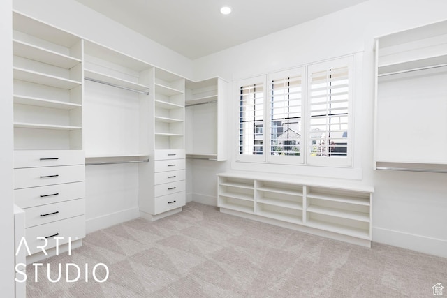 spacious closet featuring carpet floors