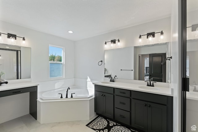 1071 W Shoreline Dr, Layton, UT 84041 - full bath with double vanity, a garden tub, and recessed lighting