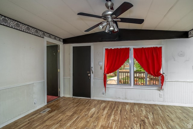345 N Main St, Ivins, UT 84738 - spare room featuring wood finished floors, ceiling fan, and wainscoting