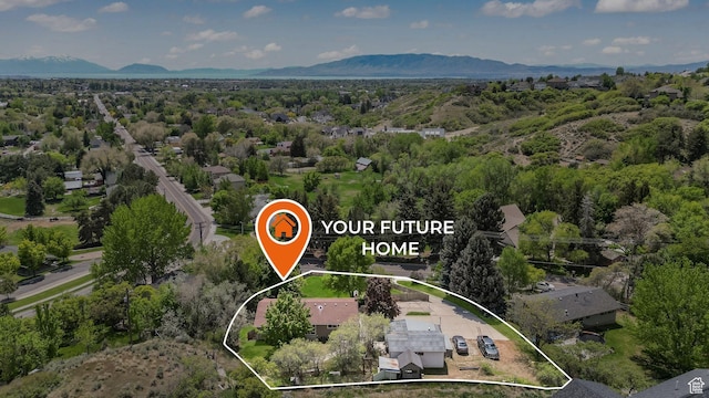 906 N Fort Canyon Rd, Alpine, UT 84004 - aerial view of property and surrounding area with property boundaries highlighted and mountains