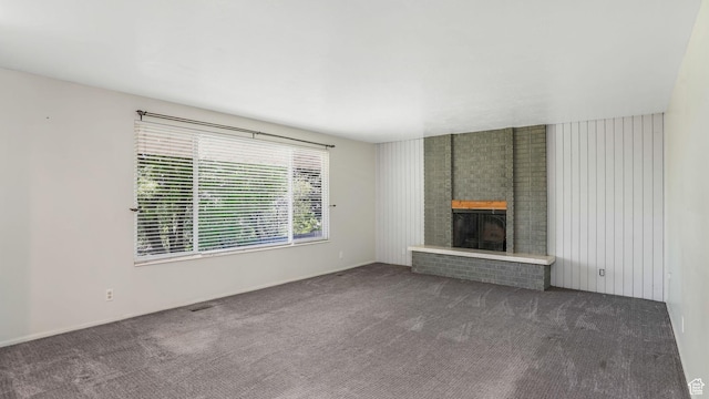 906 N Fort Canyon Rd, Alpine, UT 84004 - unfurnished living room with carpet floors and a fireplace