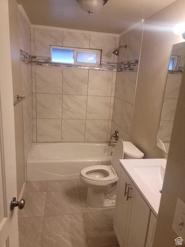 4520 S Ridgeline Dr, Washington Terrace, UT 84405 - full bathroom featuring toilet, shower / bath combination, vanity, and tile patterned floors