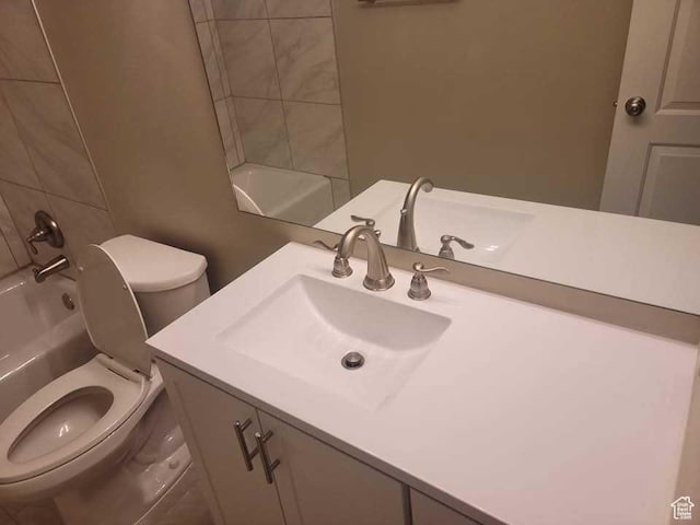 4520 S Ridgeline Dr, Washington Terrace, UT 84405 - bathroom with toilet, vanity, and shower / washtub combination