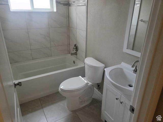 4520 S Ridgeline Dr, Washington Terrace, UT 84405 - full bathroom featuring toilet, vanity, tub / shower combination, and tile patterned flooring