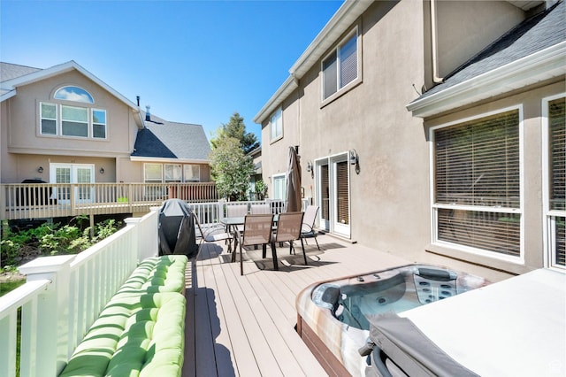 8135 S Clover Spring Ln E, Cottonwood Heights, UT 84121 - wooden terrace with outdoor dining area