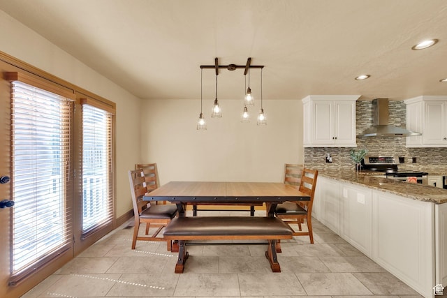 8135 S Clover Spring Ln E, Cottonwood Heights, UT 84121 - dining space with recessed lighting and light tile patterned flooring