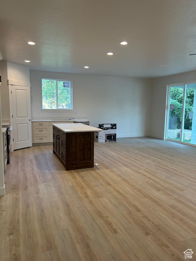 244 E 300 N, Payson, UT 84651 - kitchen featuring light countertops, healthy amount of natural light, light wood-style floors, recessed lighting, and a kitchen island