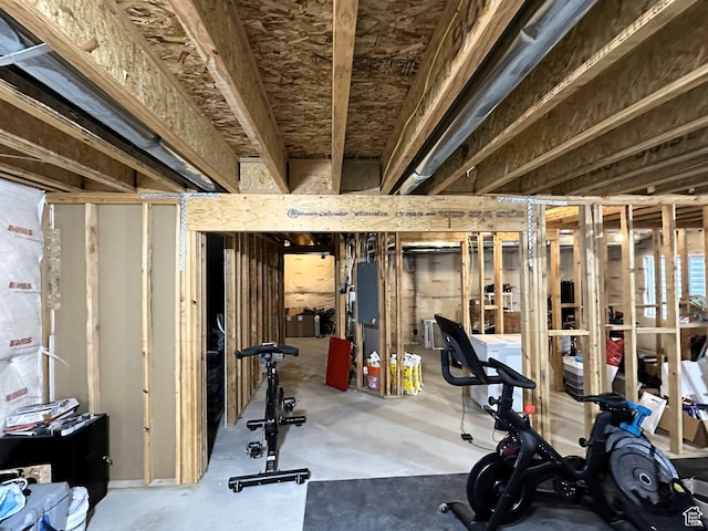 view of unfinished basement