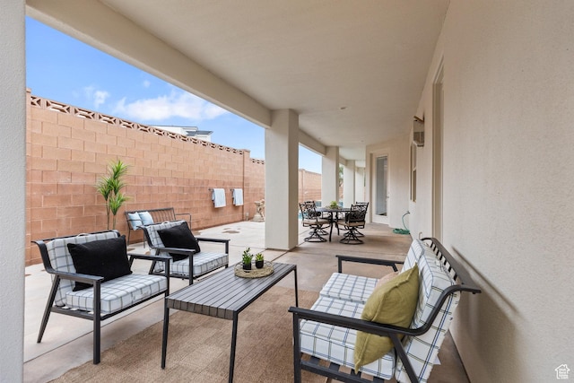 1095 S White Sands Dr, Washington, UT 84780 - view of patio / terrace featuring fence, an outdoor hangout area, and outdoor dining area