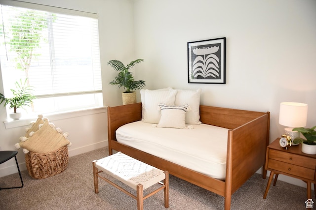 bedroom featuring carpet flooring and baseboards