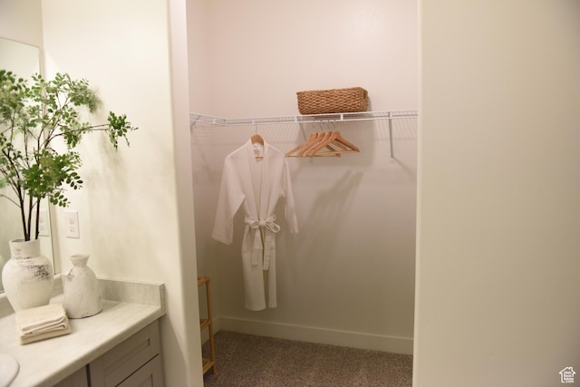 bathroom with a walk in closet